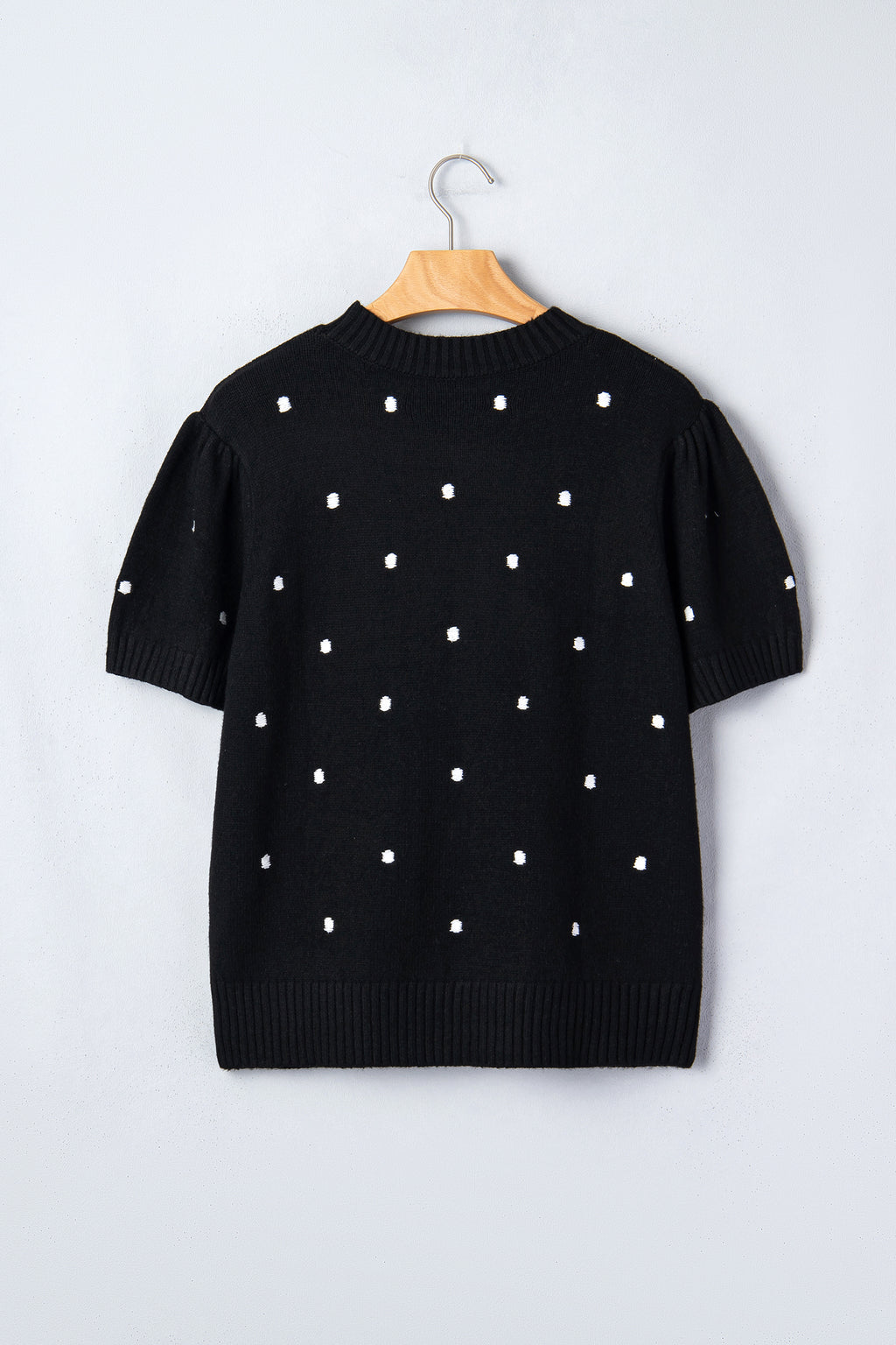Elegant Polka Dot Bubble Short Sleeve Sweater