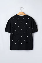 Elegant Polka Dot Bubble Short Sleeve Sweater