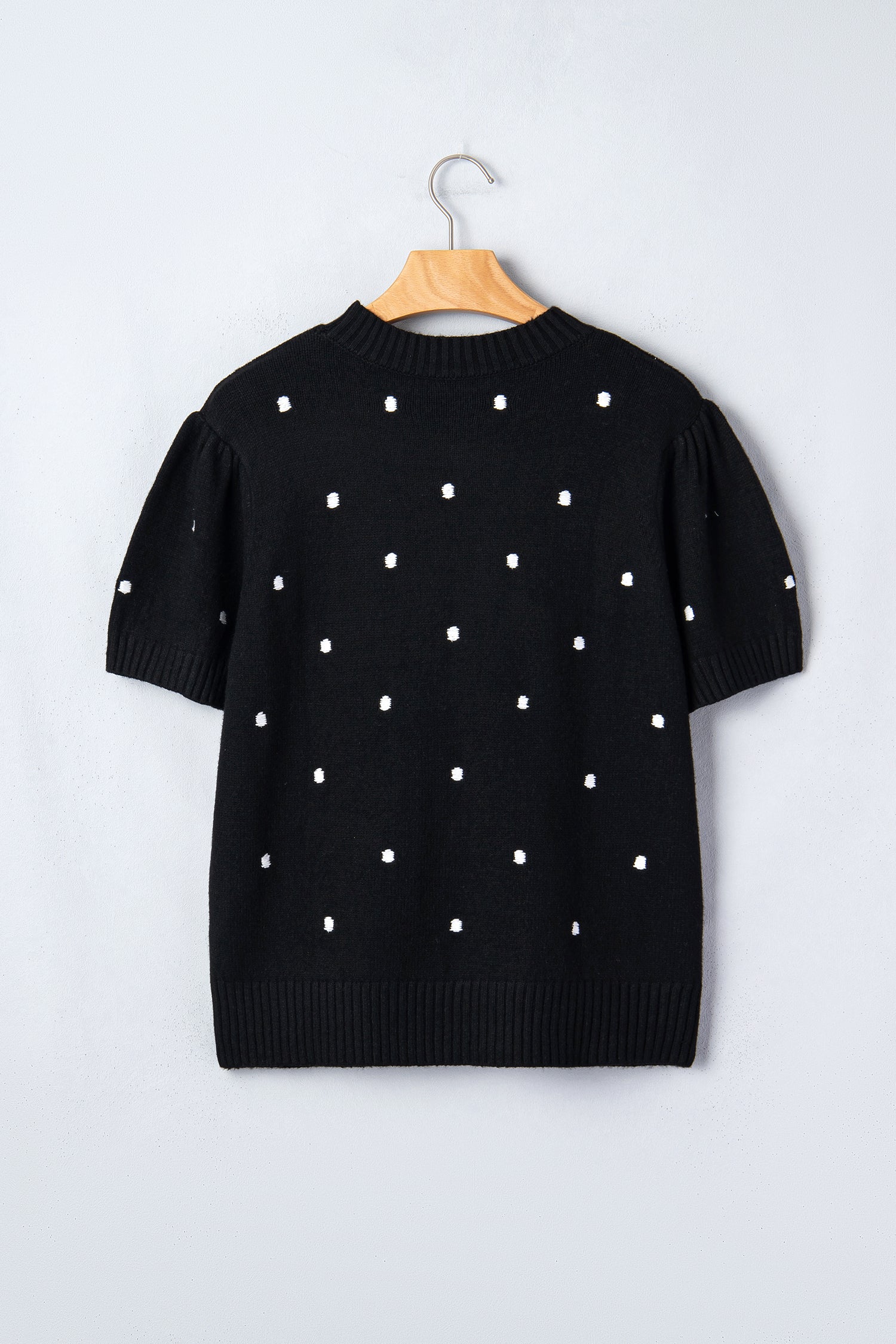 Elegant Polka Dot Bubble Short Sleeve Sweater