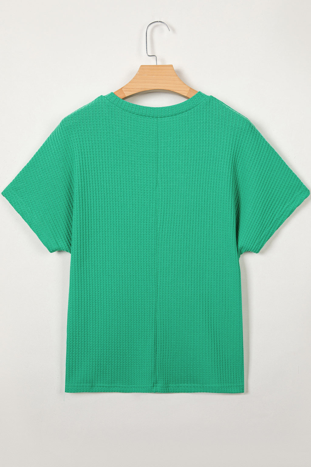 Waffle Textured Knit Dolman Short Sleeve Loose Top