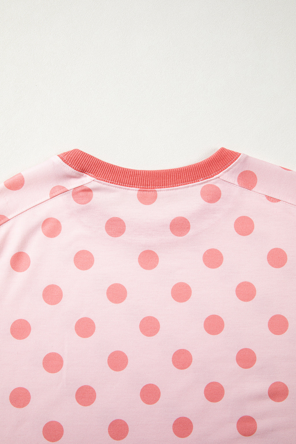 Color Block Trim Polka Dot Casual Tee