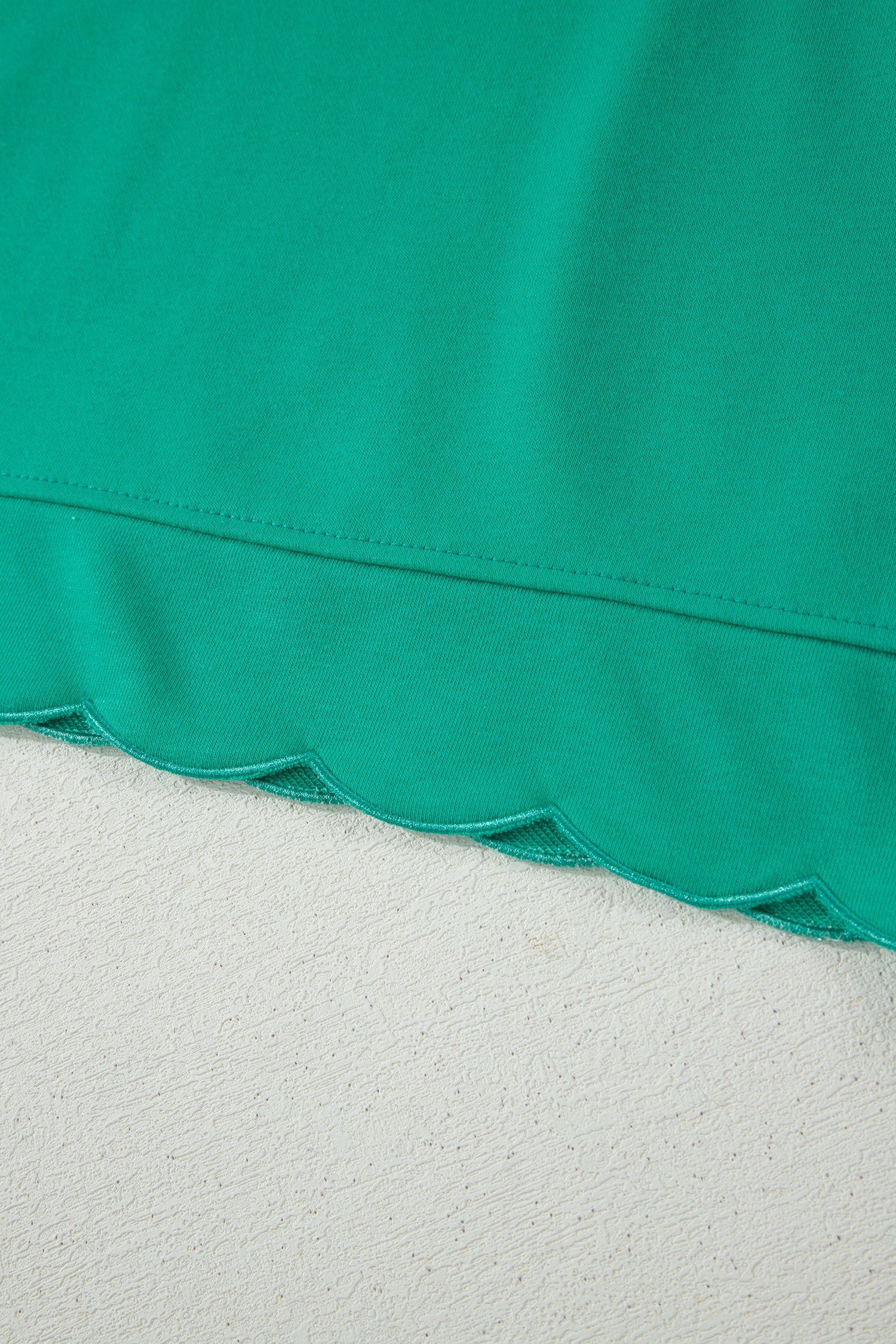 Solid Color Snap Button Polo Collar Short Sleeve Scallop Hem Mini Dress