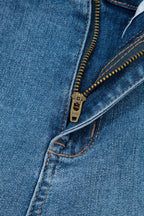 Sail Blue Exposed Stitching Straight Jeans