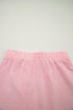 Mineral Wash V Neck Tee Matching Skort Set