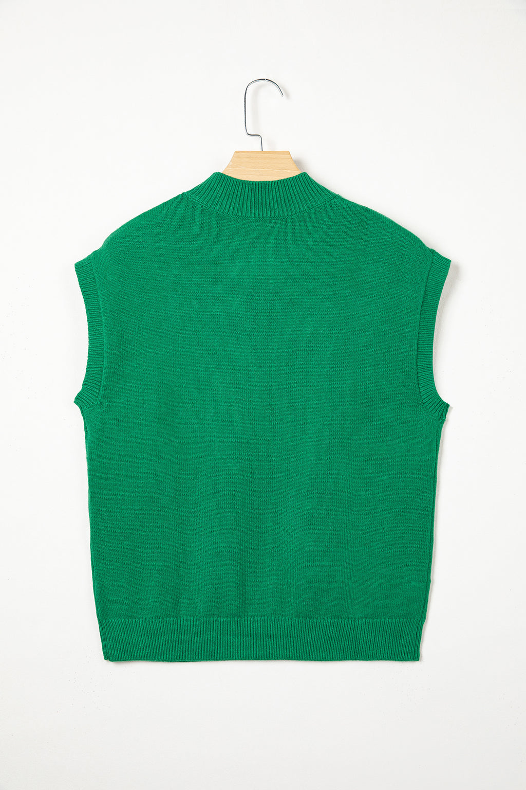 Corded Horseshoes Ribbed Trim Mock Neck Short Sleeve Sweater