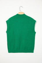 Corded Horseshoes Ribbed Trim Mock Neck Short Sleeve Sweater