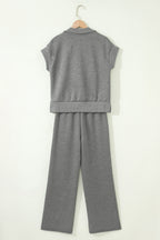 Half Zip Polo Tee Casual Pant Set