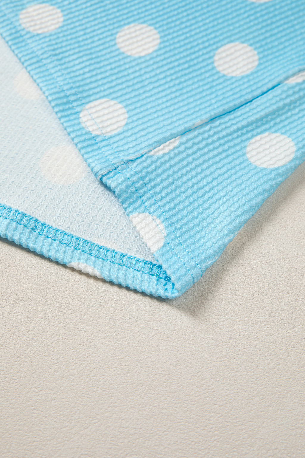 Polka Dot Round Neck Drop Shoulder Patch Pocket Jacquard Texture Top