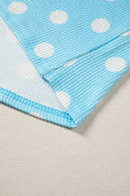 Polka Dot Round Neck Drop Shoulder Patch Pocket Jacquard Texture Top