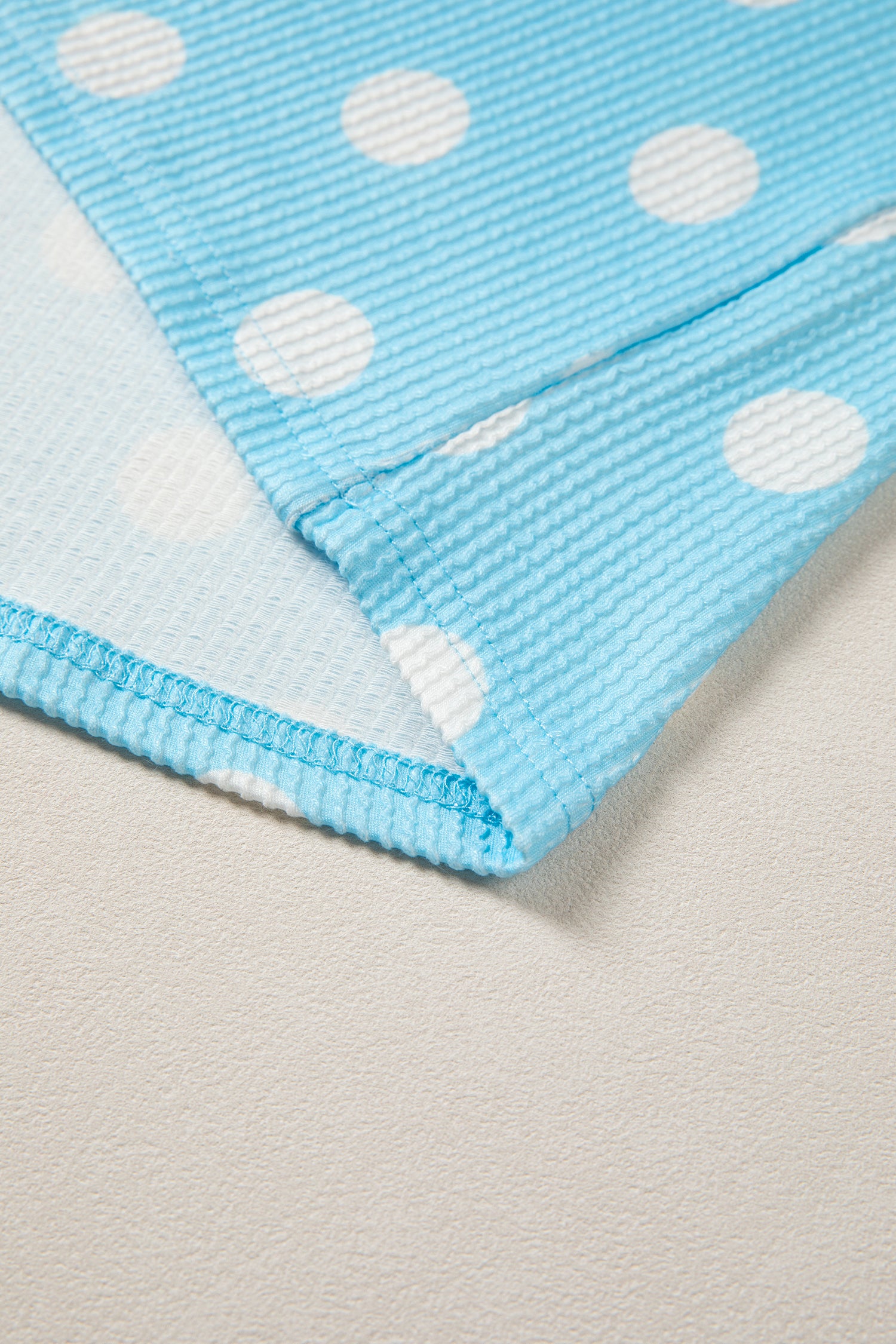 Polka Dot Round Neck Drop Shoulder Patch Pocket Jacquard Texture Top