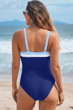 Color Block Detail Adjustable Straps One Piece Swimsuit