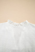 Plus Size Swiss Dot Ruffle Lace Trim V Neck Tank Top