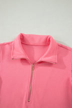 Half Zipped Ruffled Short Set