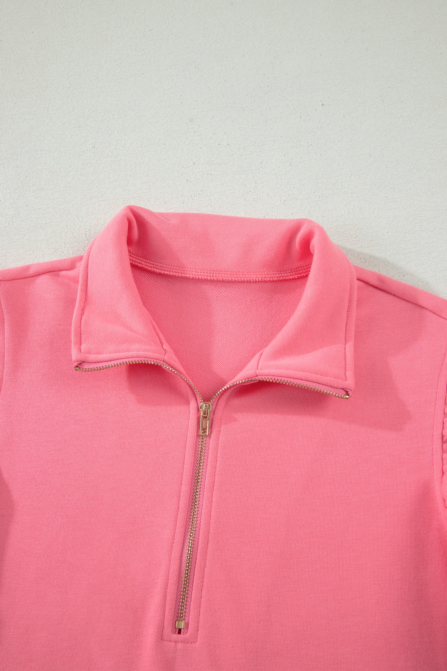 Half Zipped Ruffled Short Set