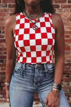 Checkerboard Printed Slim Tank Top