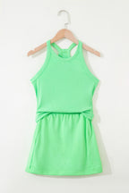 Slim Tank Top Elastic Waist Mini Skort 2pcs Outfit