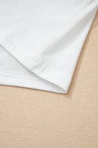 White Eyelet Embroidered Flutter Sleeve Patchwork V Neck Tee