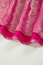 Bright Pink Metallic Round Neck Cap Sleeve Tee