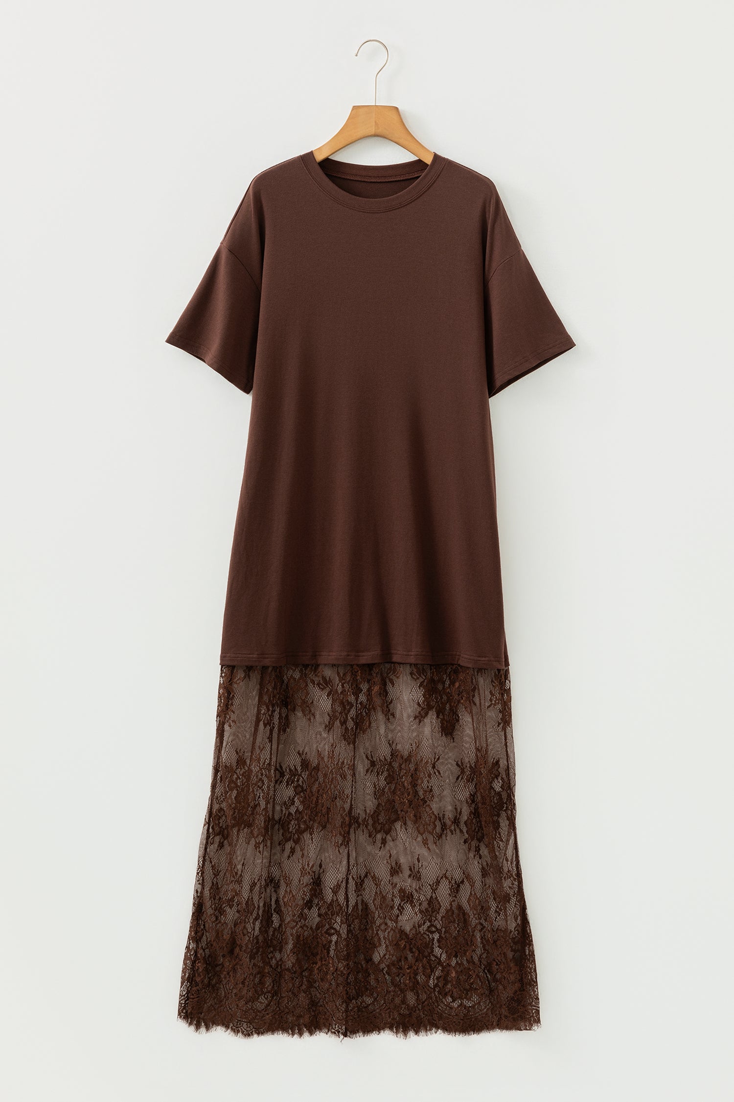 Floral Patchwork Short Sleeve T Shirt Loose Maxi Dress