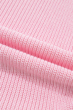 Pink Solid Color Knit V Neck Button Front Sweater Vest