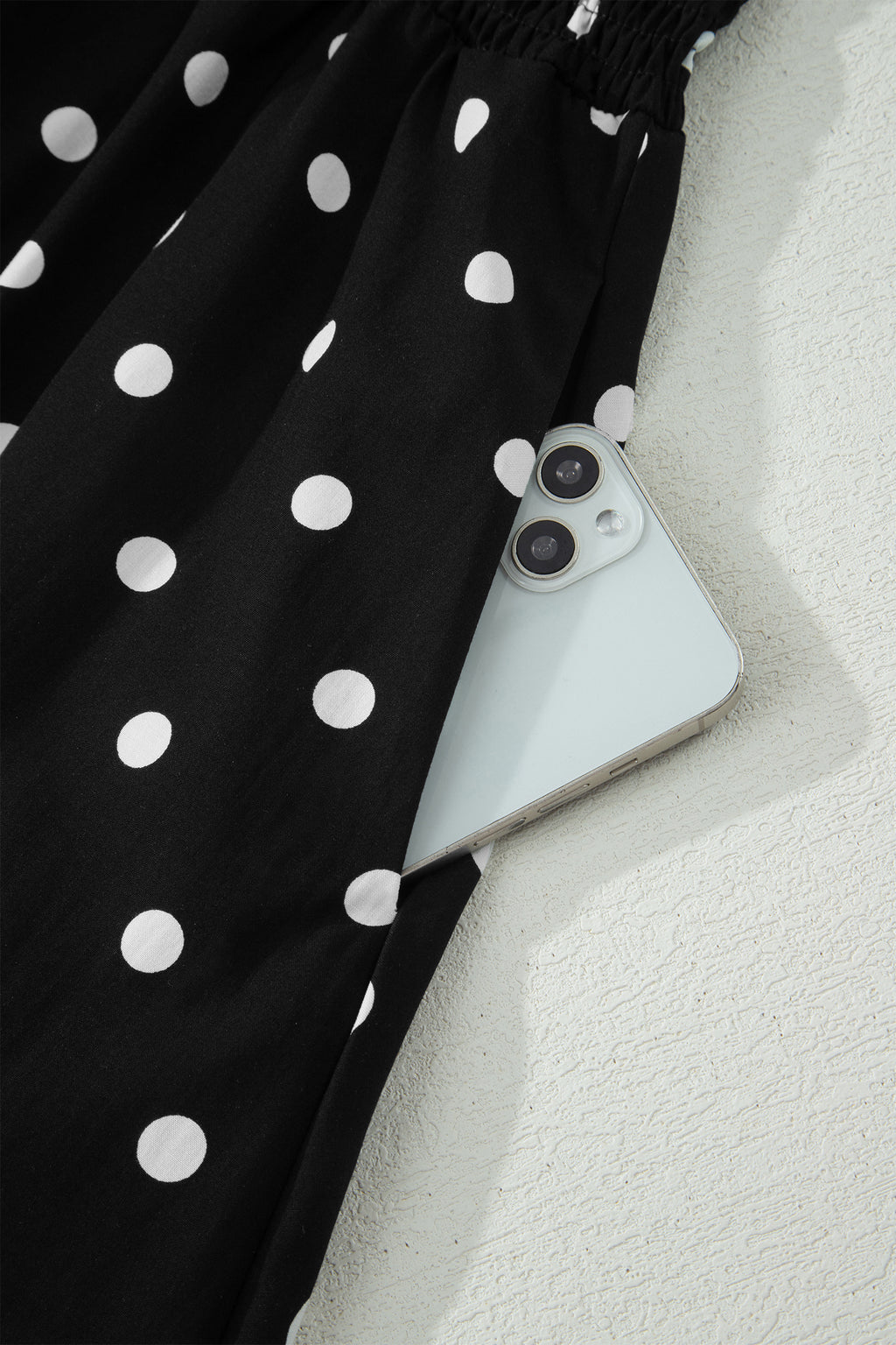 Polka Dot Print Contrast Trim V Neck Zip Up Sleeveless Dress