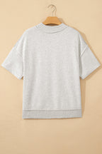 Light Grey Exposed Seam Detail Mock Neck Tee