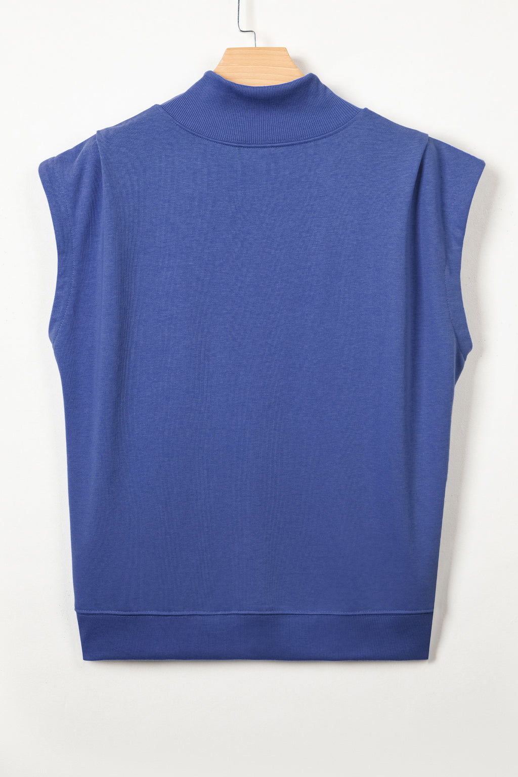 Solid Color High Neck Cap Sleeve Loose Top