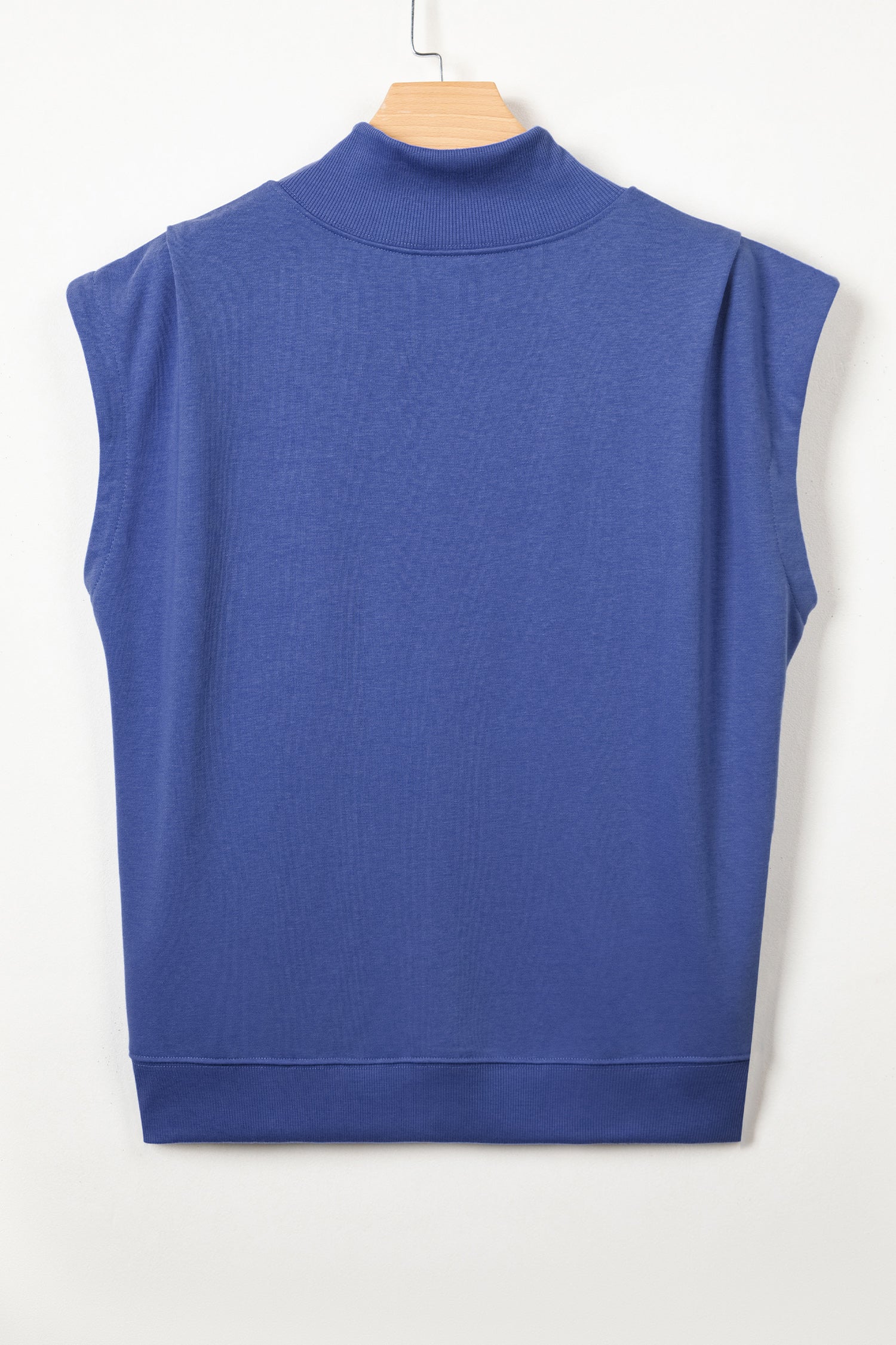 Solid Color High Neck Cap Sleeve Loose Top