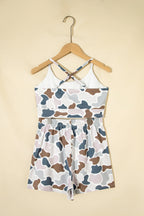 Multicolour Camouflage Printed Cropped Tank Athleisure 2pcs Short Set