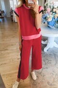 Colour Block Detail Casual Two-piece Set