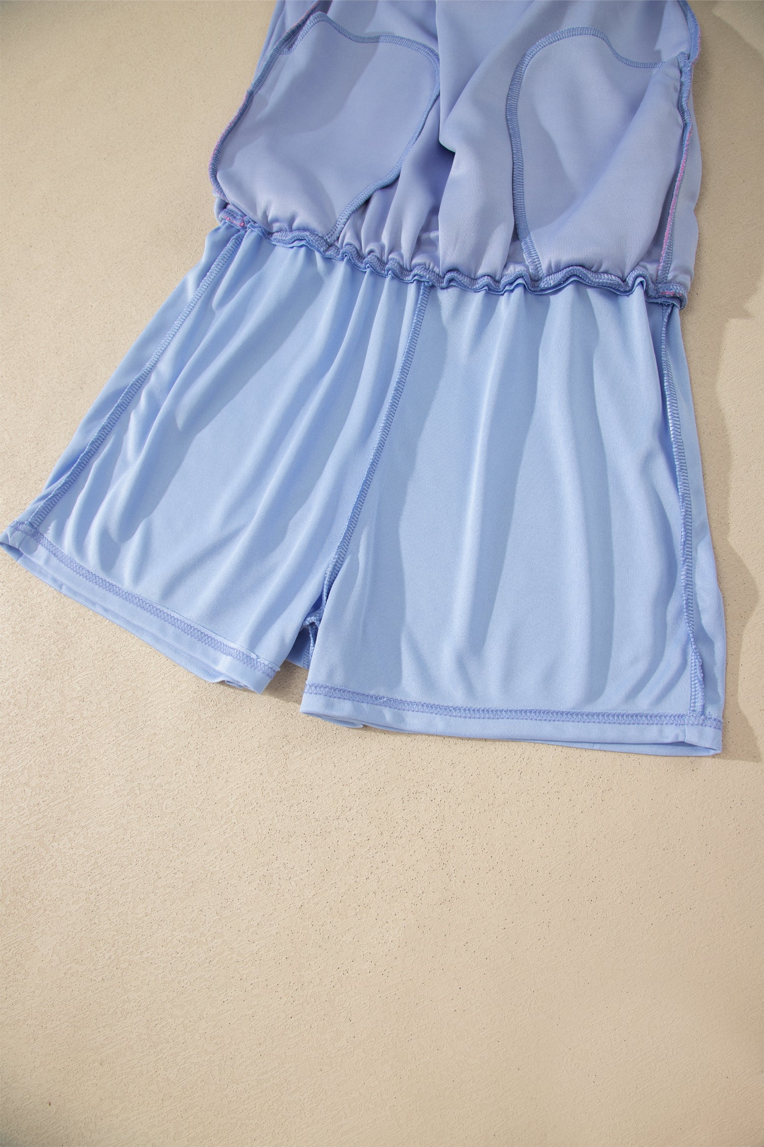 Preppy Striped Trim V Neck Polo Tee Drawstring Skirt Set