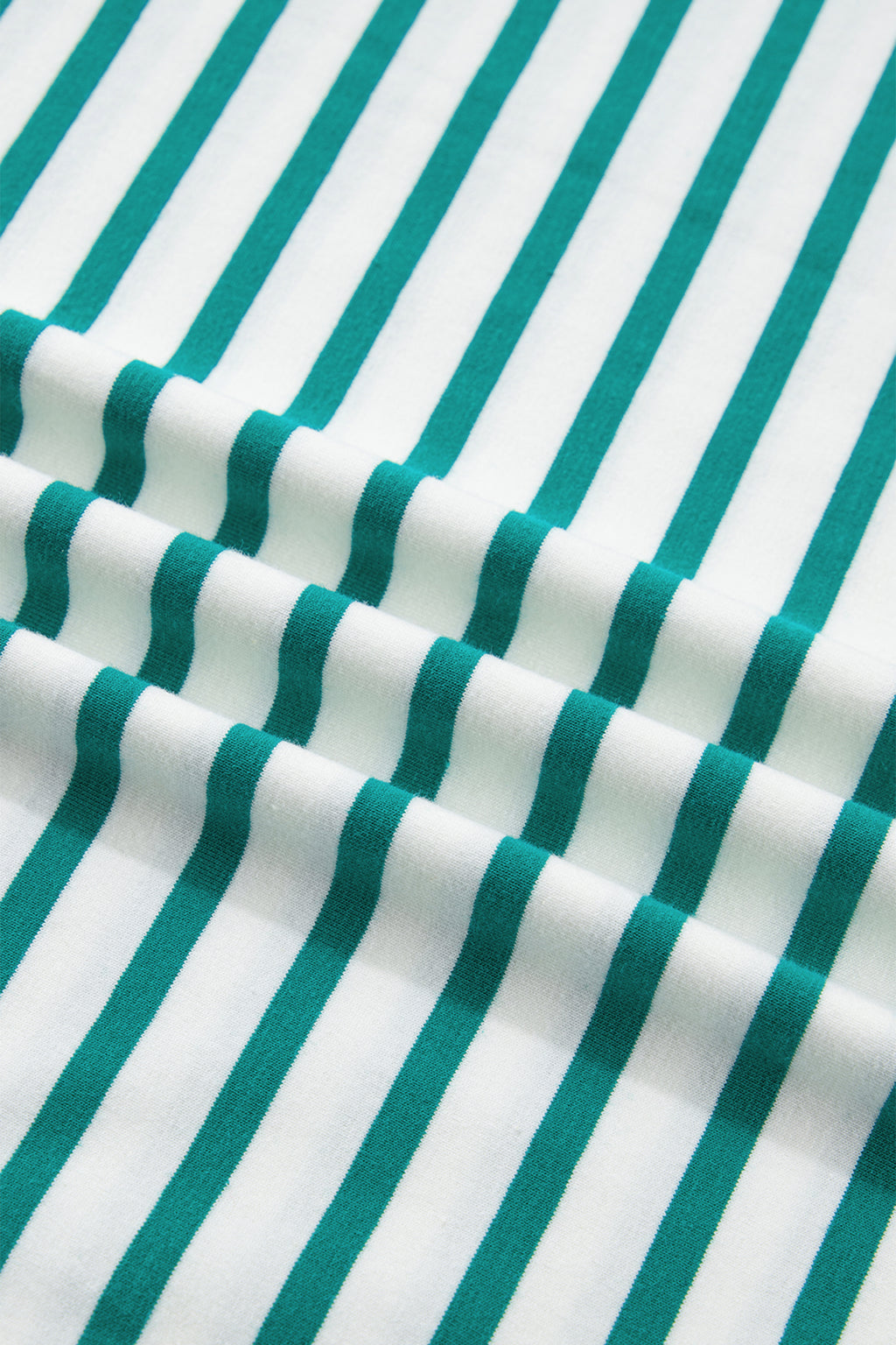Striped Scalloped Trim Round Neck T Shirt