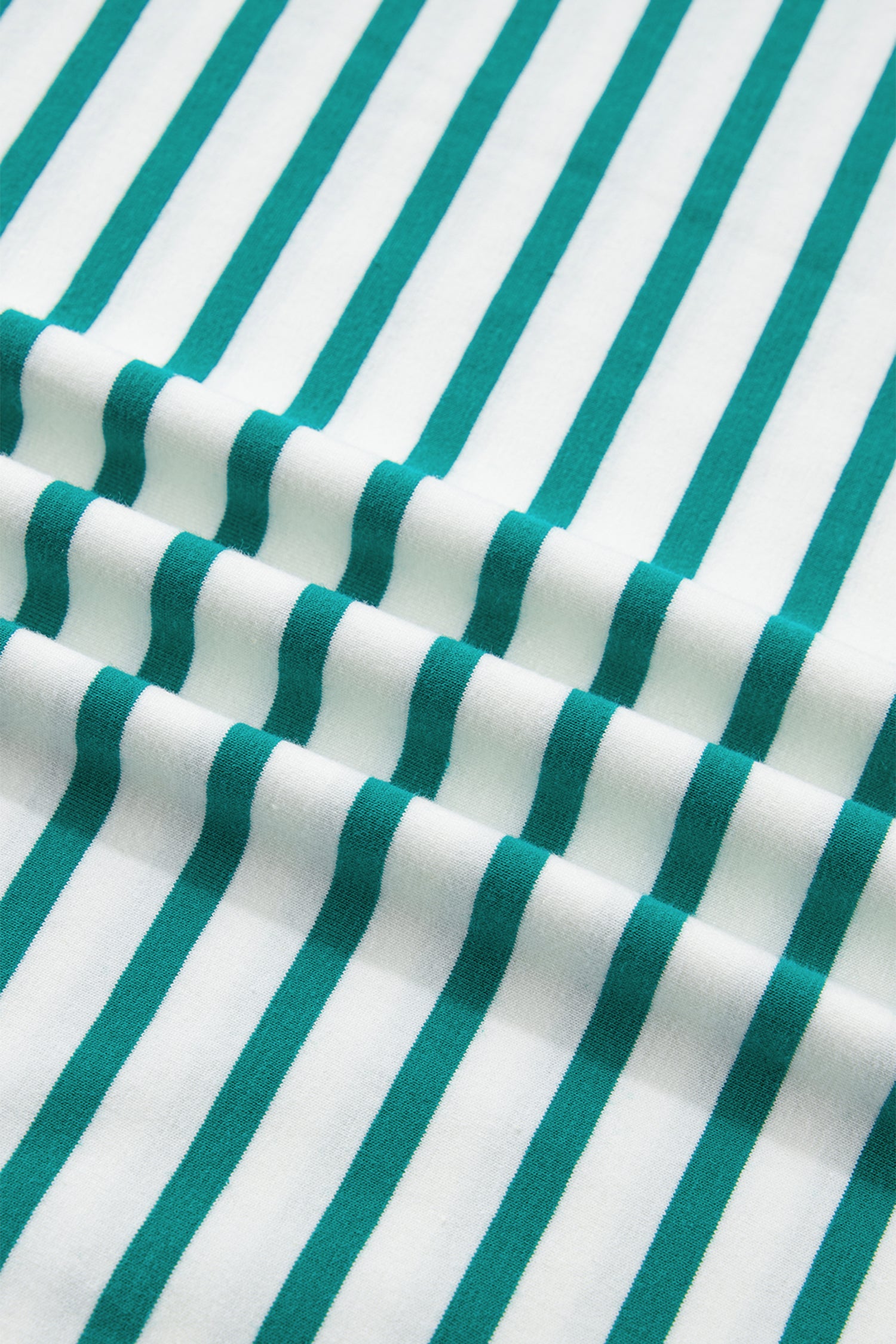 Striped Scalloped Trim Round Neck T Shirt
