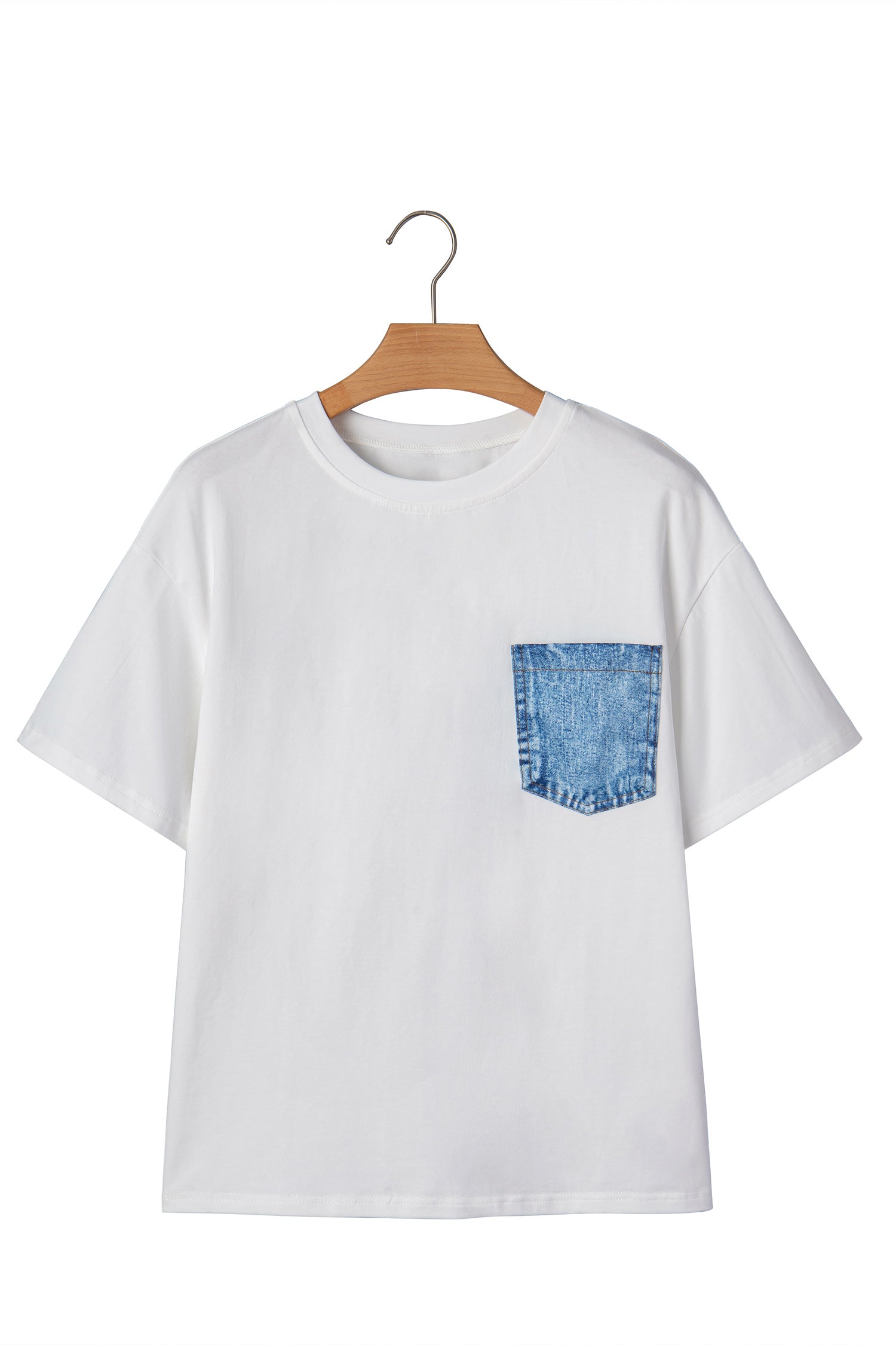Color Block Chest Pocket Patched Casual Short Sleeve Top