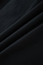 Black Contrast Trim Pleated Casual Active Shorts