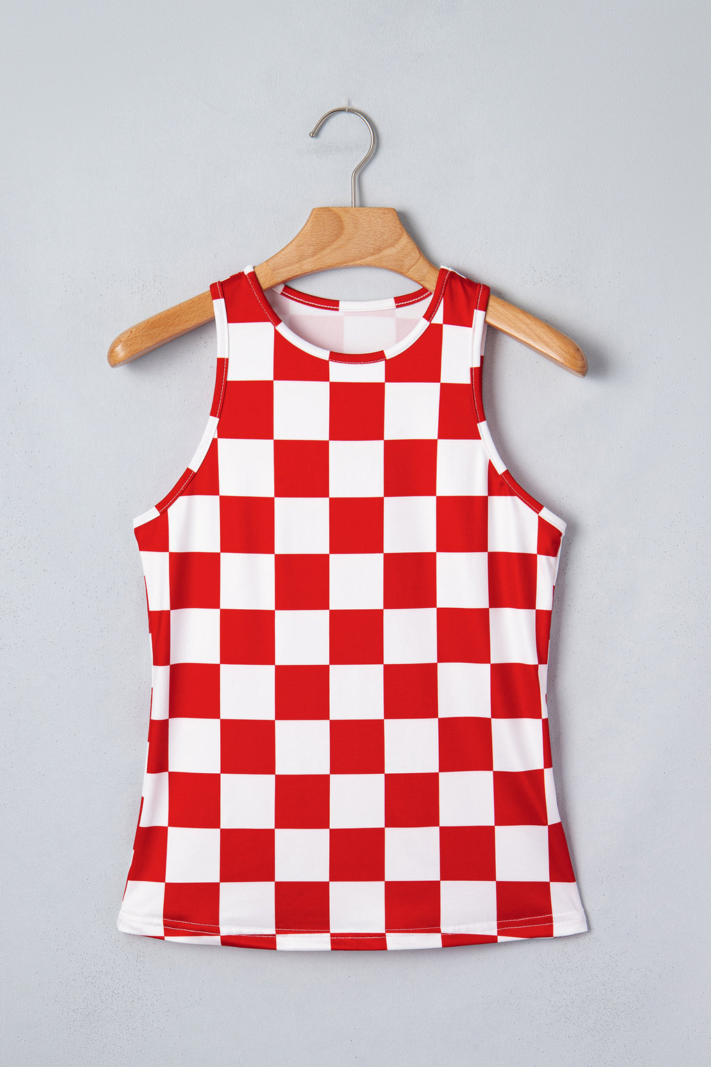 Checkerboard Printed Slim Tank Top