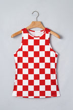 Checkerboard Printed Slim Tank Top