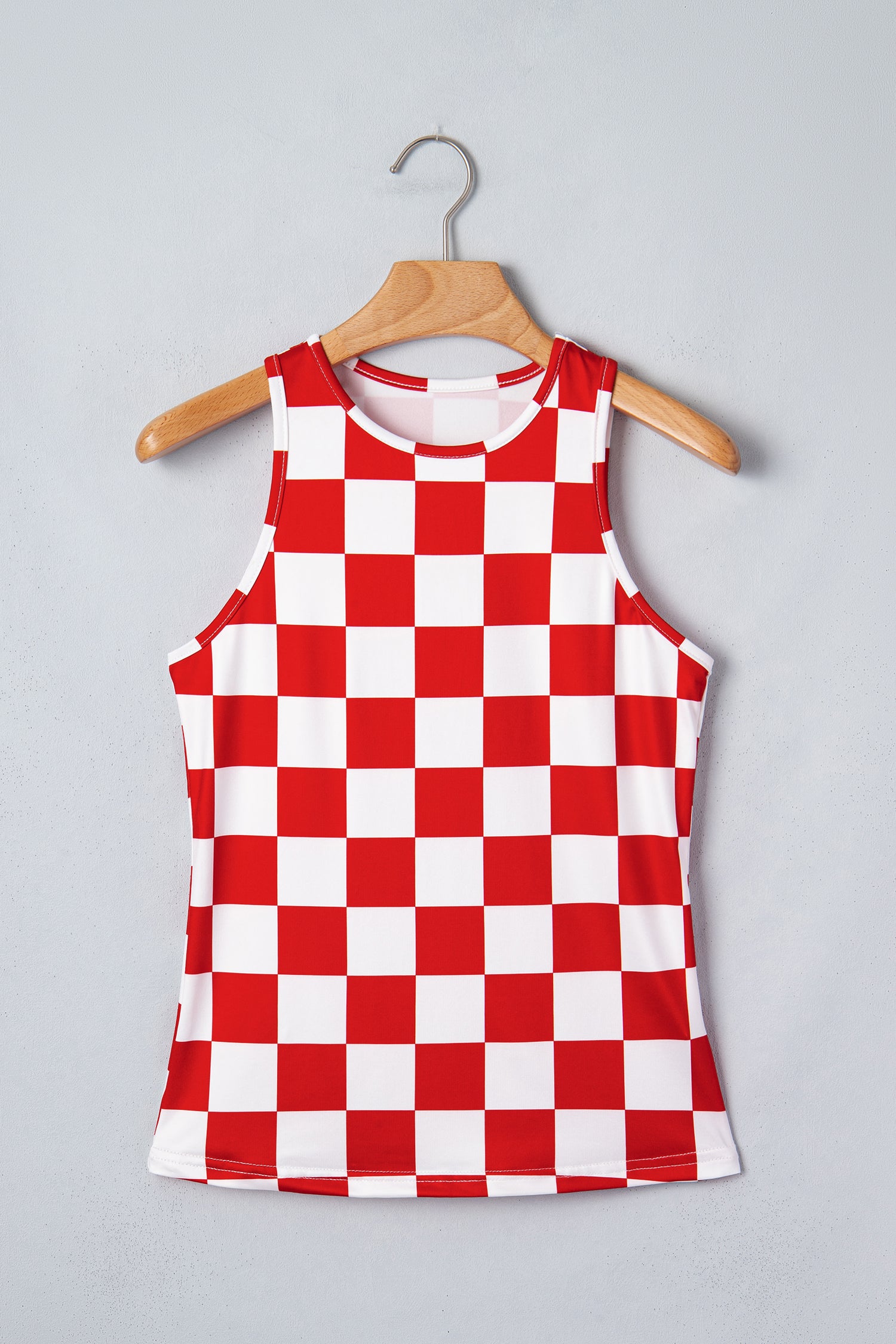 Checkerboard Printed Slim Tank Top