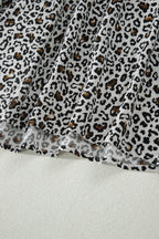 Beige Leopard Zip Front V Neck Cinched Waist Sleeveless Maxi Dress