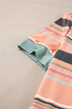 Multicolor Stripes Crew Neck T Shirt