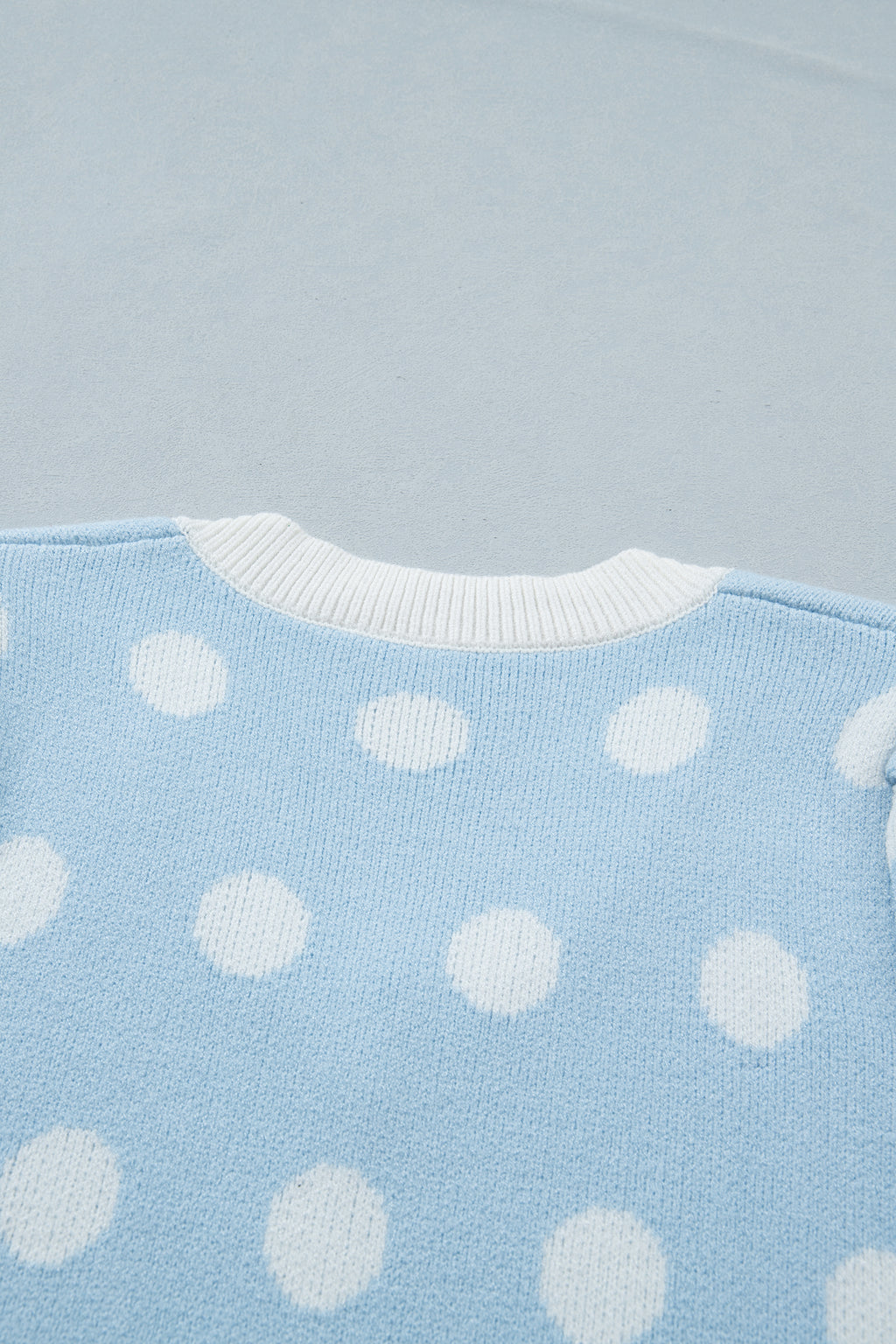 Polka Dot Puff Short Sleeve Sweater Top
