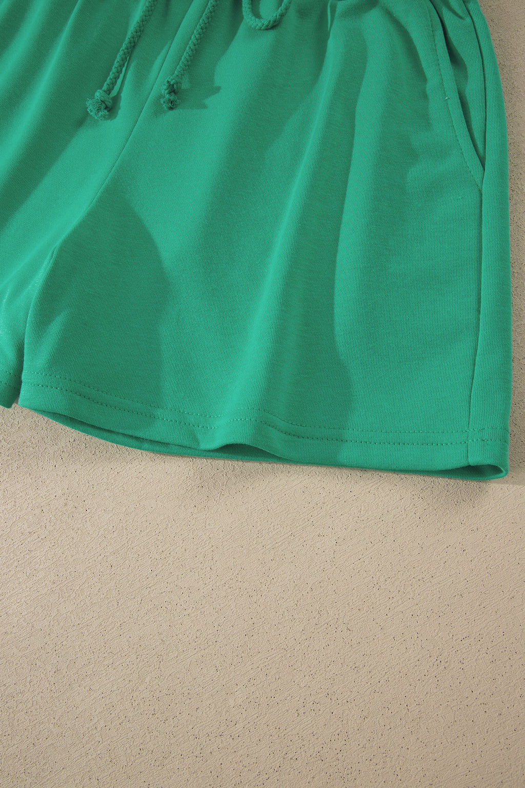 Solid Color Loose Tee Drawstring Shorts 2pcs Outfit