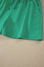 Solid Color Loose Tee Drawstring Shorts 2pcs Outfit