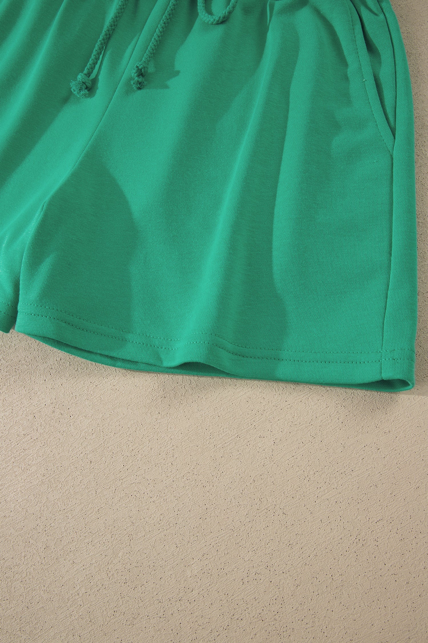 Solid Color Loose Tee Drawstring Shorts 2pcs Outfit