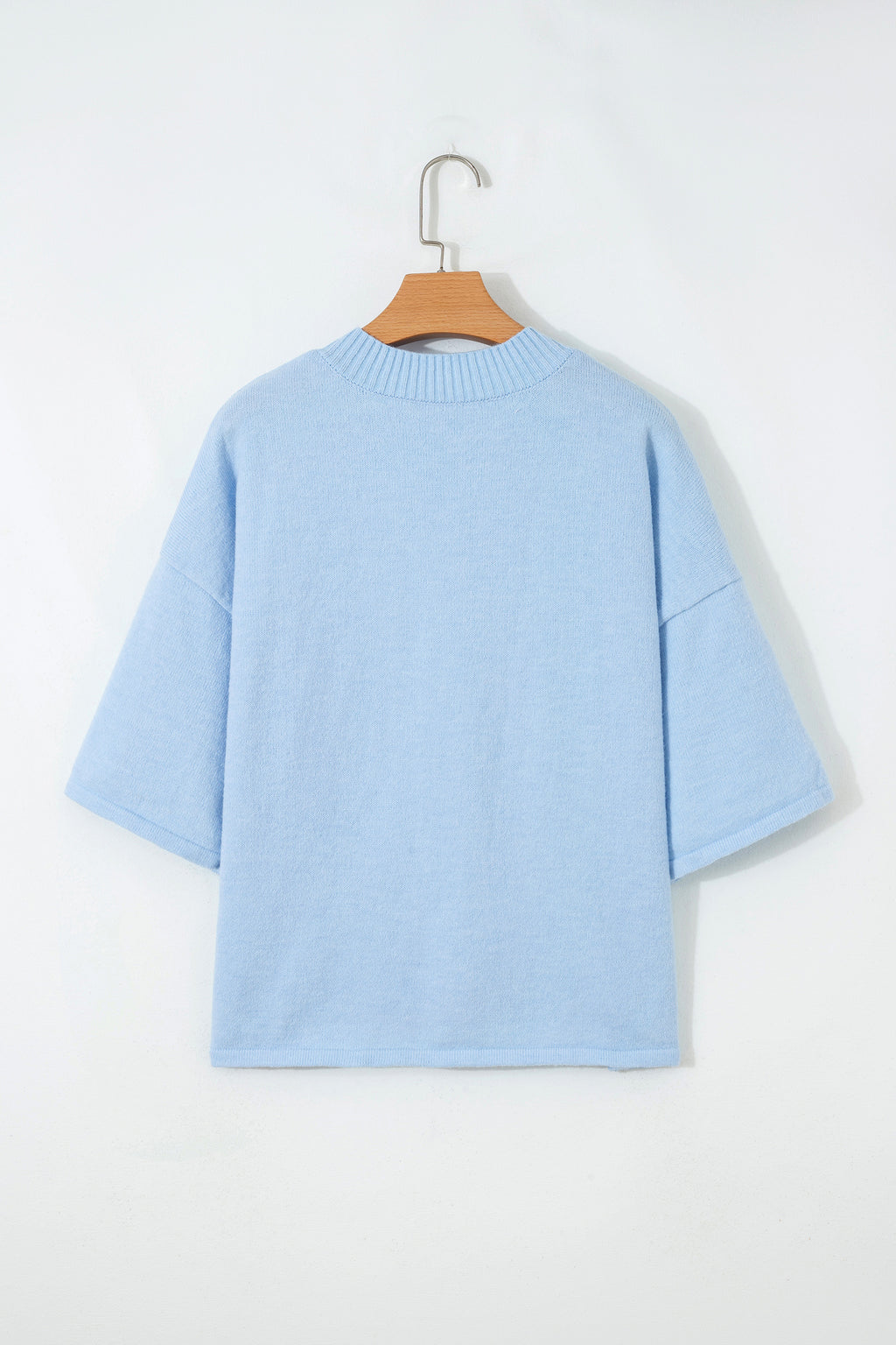 3/4 Sleeve Boxy Knit Button Down Sweater Cardigan