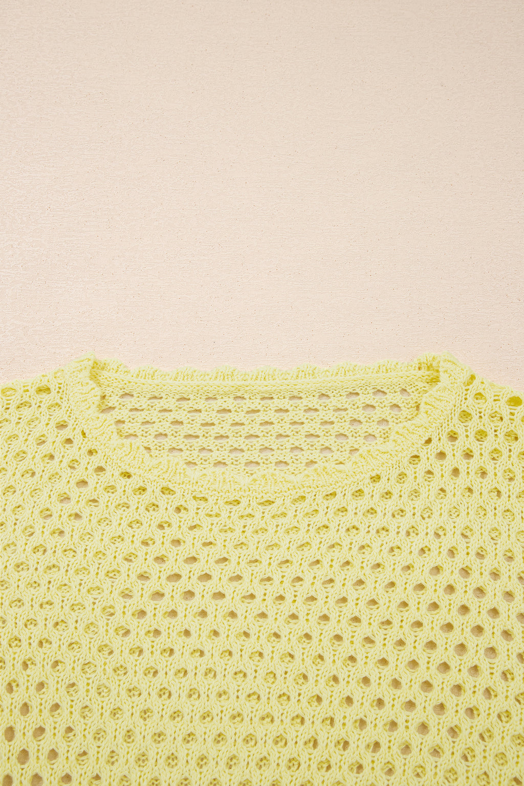 Scalloped Trim Hollow Out Knit Long Sleeve Top