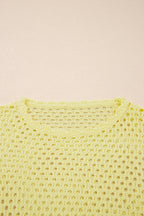 Scalloped Trim Hollow Out Knit Long Sleeve Top