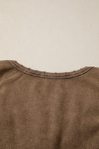 Coffee Vintage Distressed Ribbed Mineral Wash Tank Top