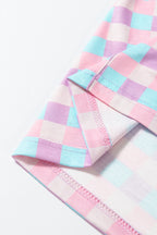 Purple Checkered Pattern Short Sleeve Pyjamas Set