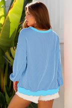 Twisted Rib Uneven Hem Drop Shoulder Loose Knit Top